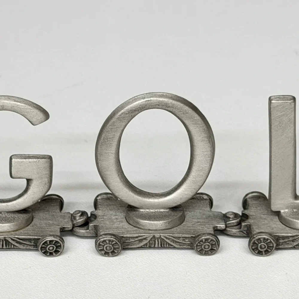 Fort Pewter Vintage #1 Golfer Miniature Train Set Collectible Desk Decor 9pc